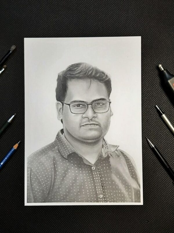 single pencil sketch portrait