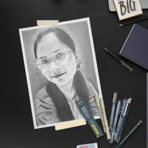 single pencil sketch portrait