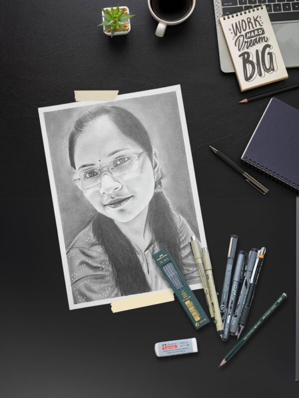 single pencil sketch portrait