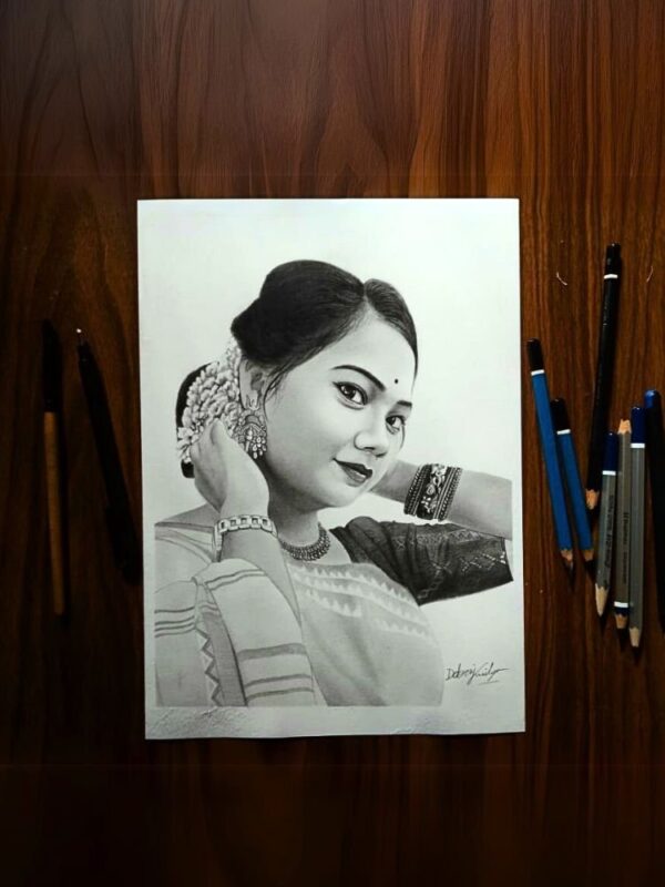 single pencil sketch portrait